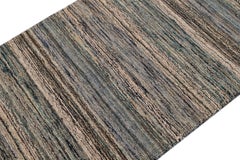 Modern Handmade Brown/Blue Custom Wool Rug