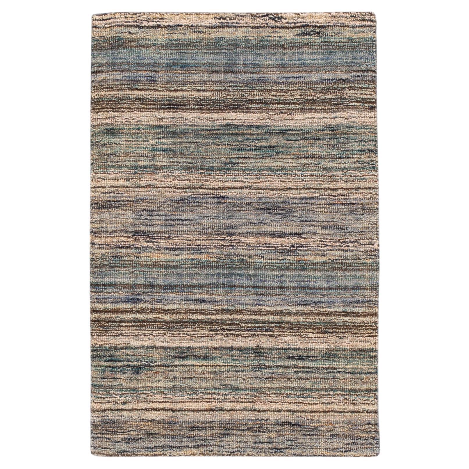 Modern Handmade Brown/Blue Custom Wool Rug