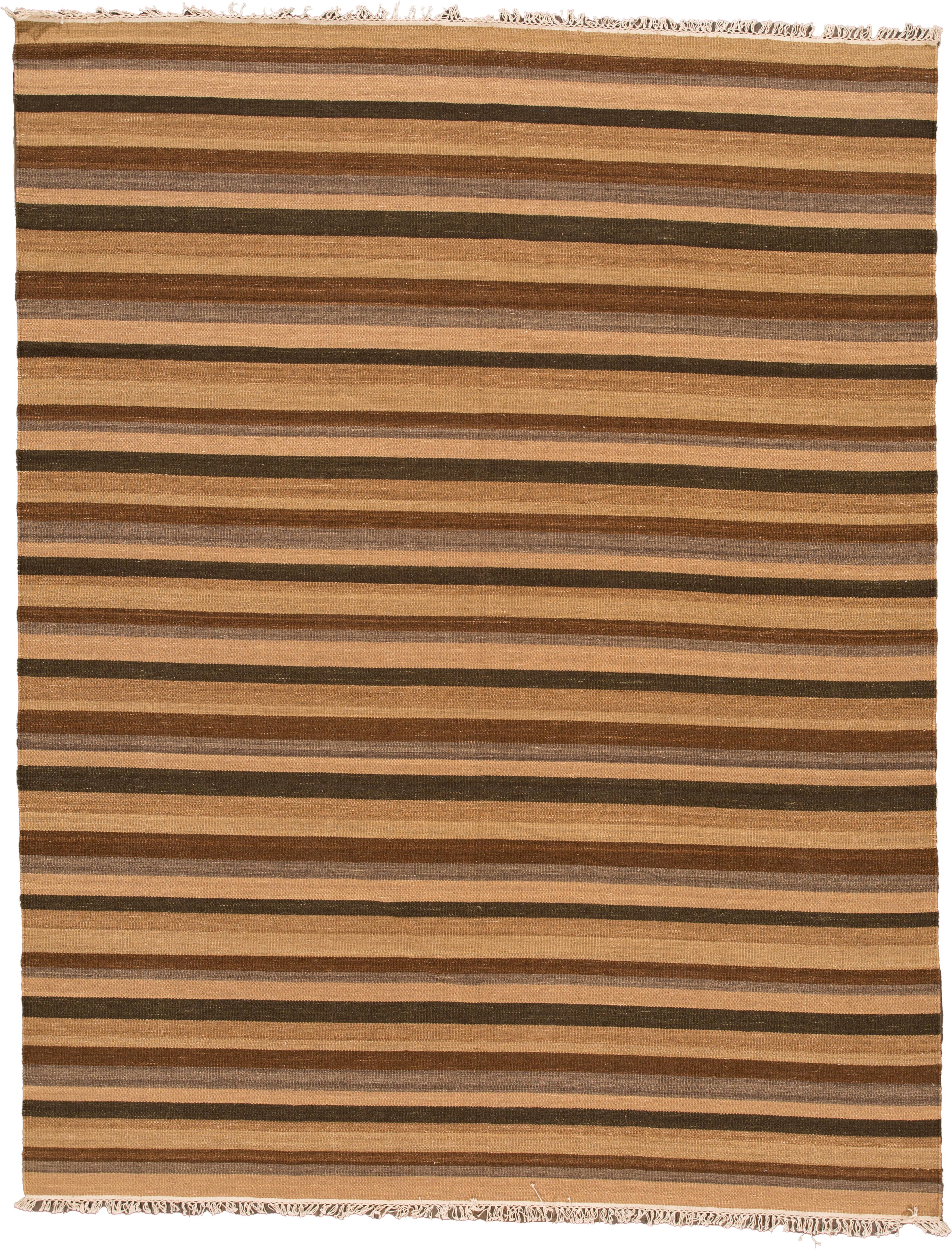 Gestreifter brauner Kelim-Teppich des 21. Jahrhunderts im Zustand „Hervorragend“ im Angebot in Norwalk, CT