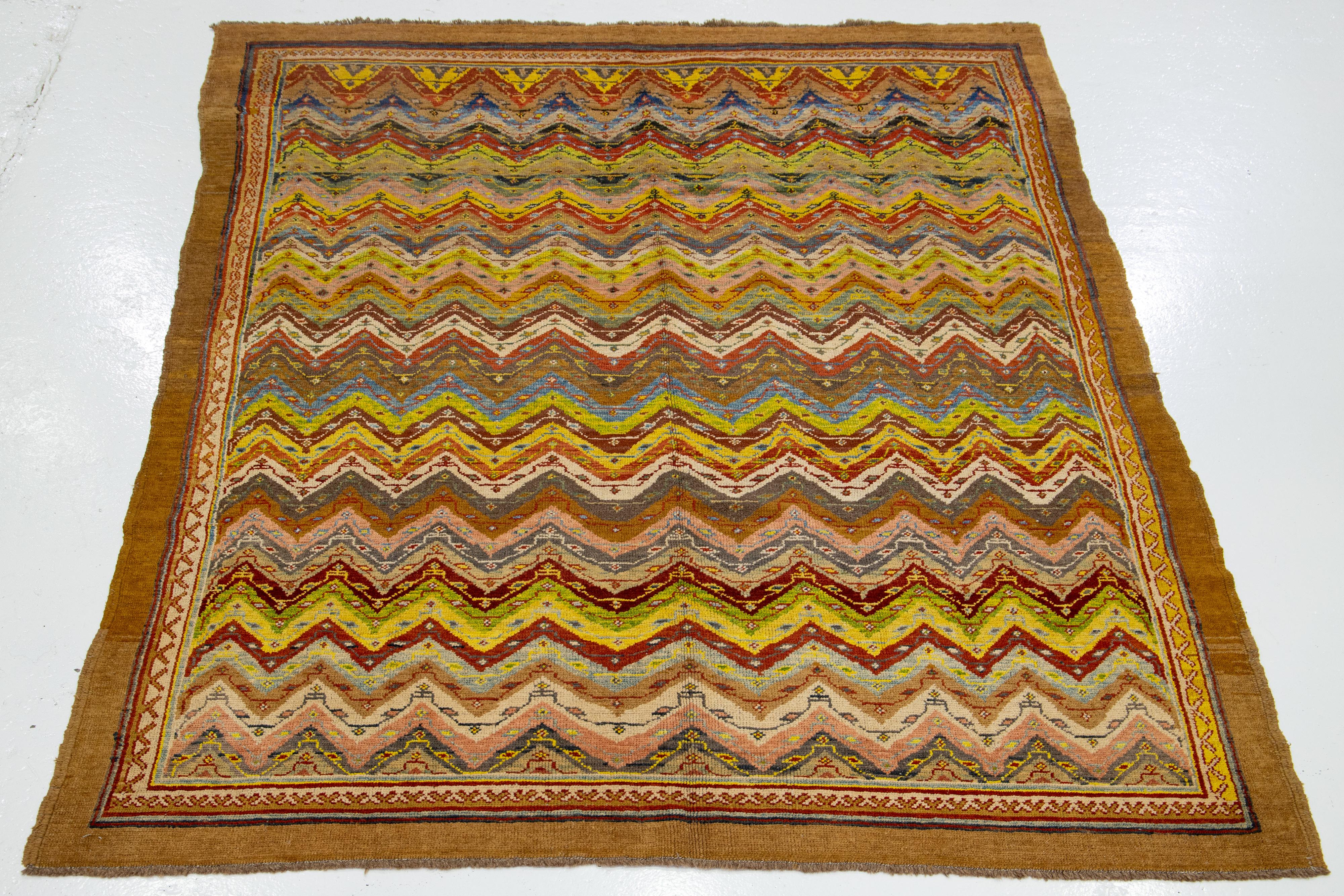 Afghan Tapis moderne déco en laine fait à la main avec un design multicolore en vente