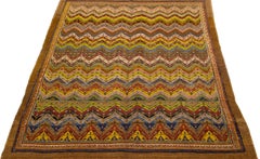 Moderner handgefertigter Deko-Wollteppich mit mehrfarbigem Design