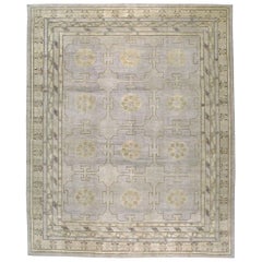 Modern Handmade Khotan Large Room Size Carpet in Grey Purple