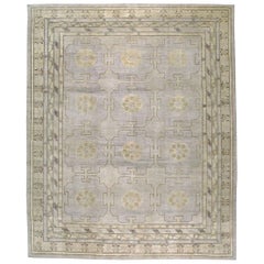 Modern Handmade Khotan Large Room Size Carpet in Grey Purple