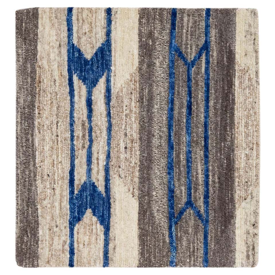 Modern Handmade Geometric Custom Beige Wool Rug For Sale at 1stDibs