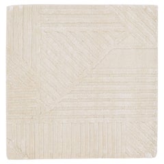 Modern Handmade Geometric Custom Beige Wool Rug