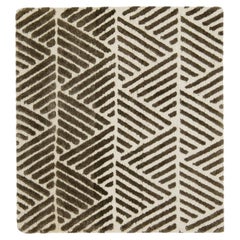 Modern Handmade Geometric Custom Brown Wool Rug
