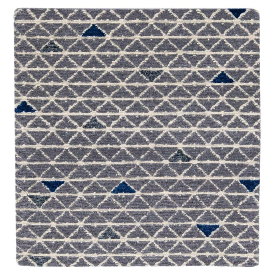 Modern Gray Handmade Geometric and Textured Custom Wool Rug For Sale at ...