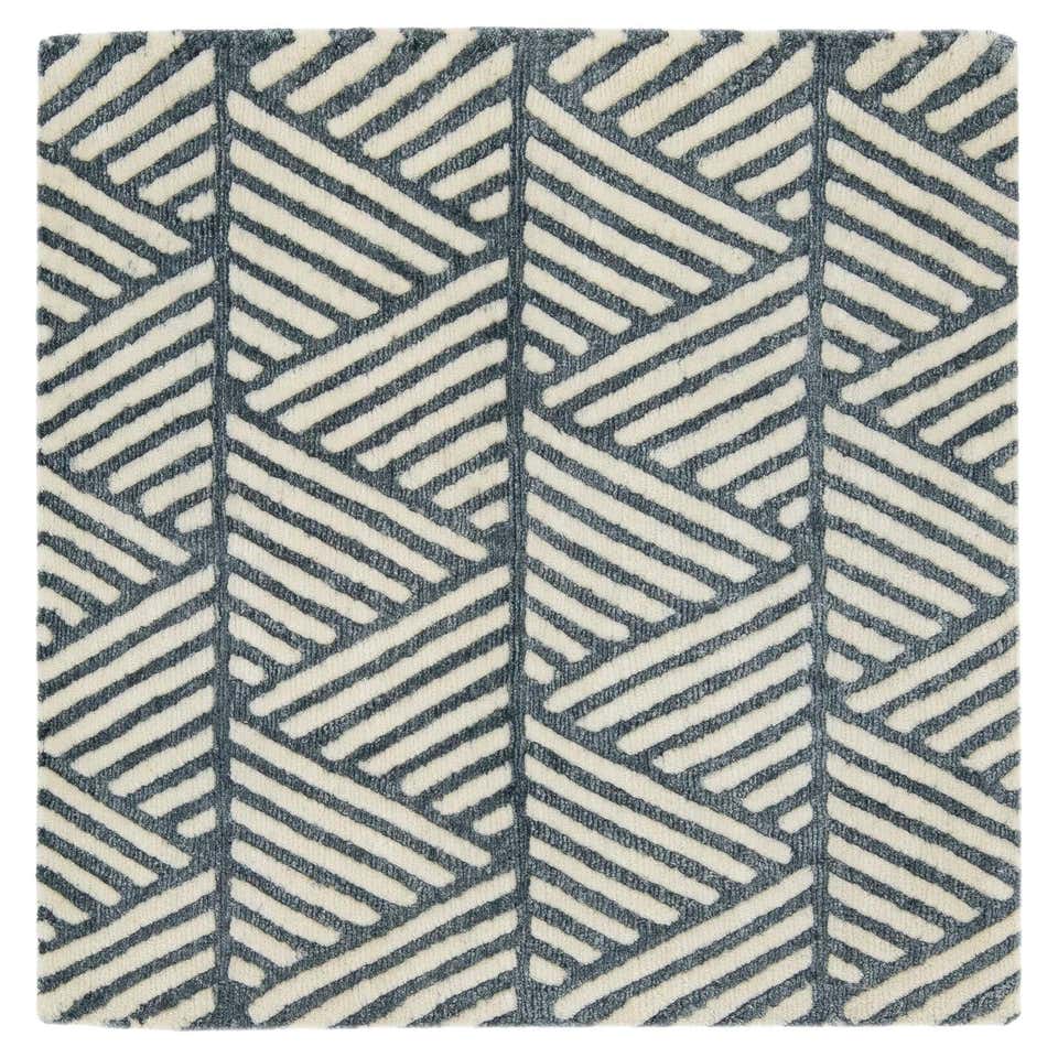 Orange Modern Handmade Geometric Custom Wool Rug For Sale at 1stDibs