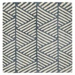 Modern Handmade Geometric Custom Gray Wool Rug