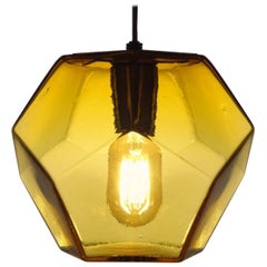 Modern Handmade Glass Lighting - Hedron Series Pendant in Gold, Customizable