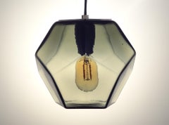 Hedron Series Pendant in Grey Customizable Modern Handmade Glass Lighting