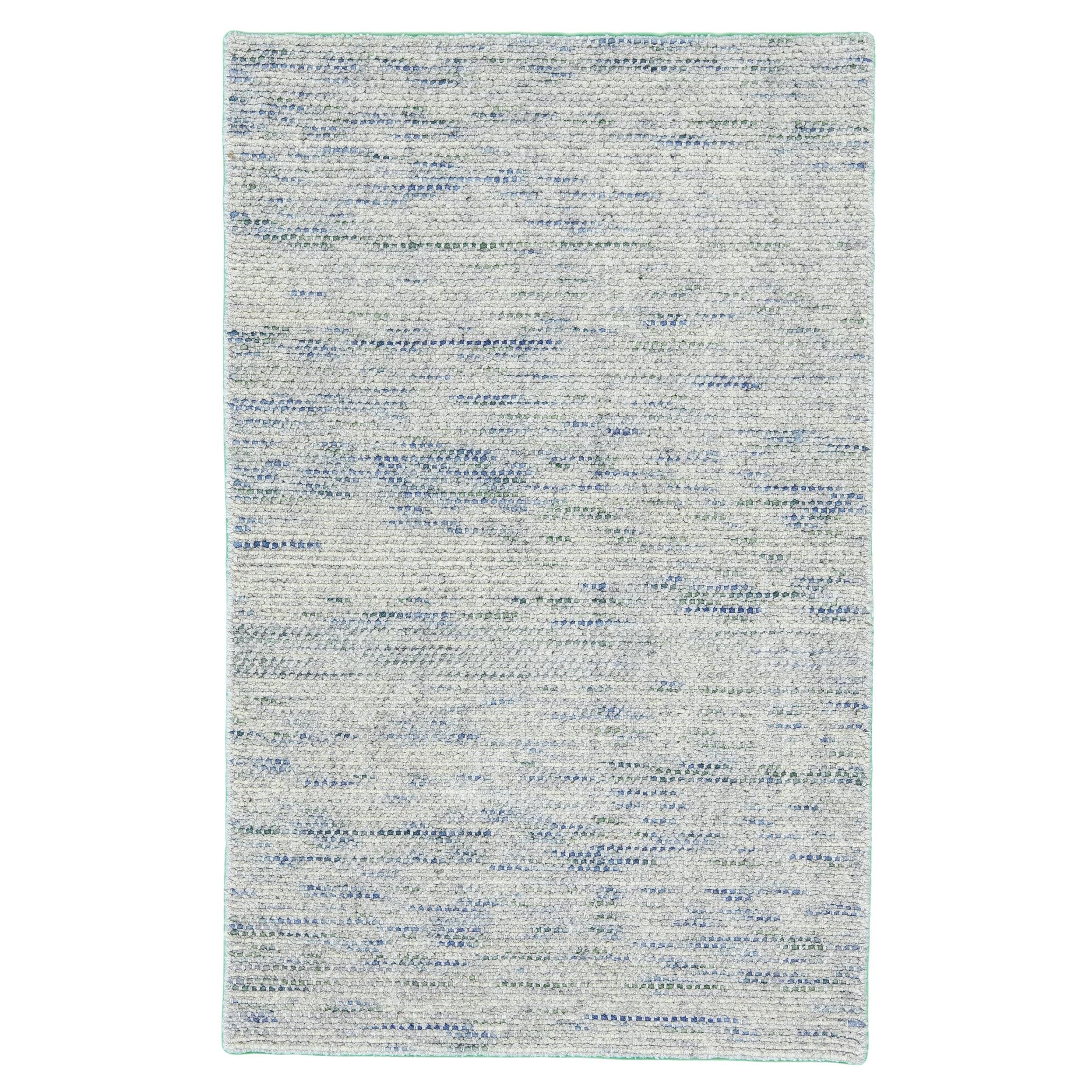 Modern Handmade Grey / Blue Custom Wool Rug