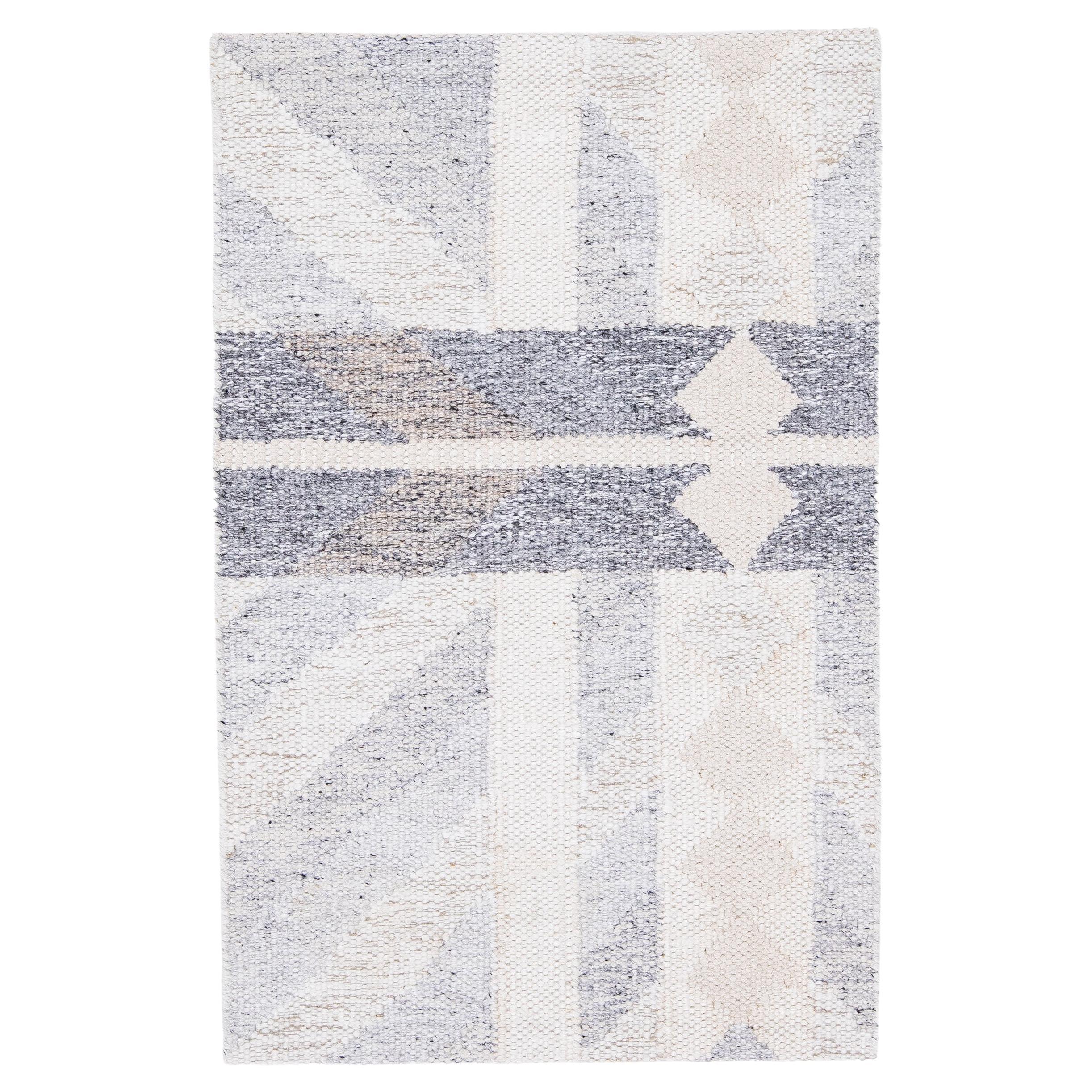 Modern Handmade Gray Swedish Style Custom Wool Rug