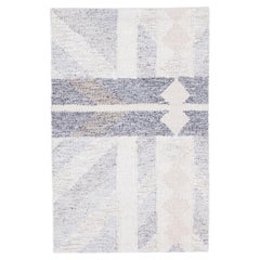 Tapis en laine gris de style suédois moderne fait à la main
