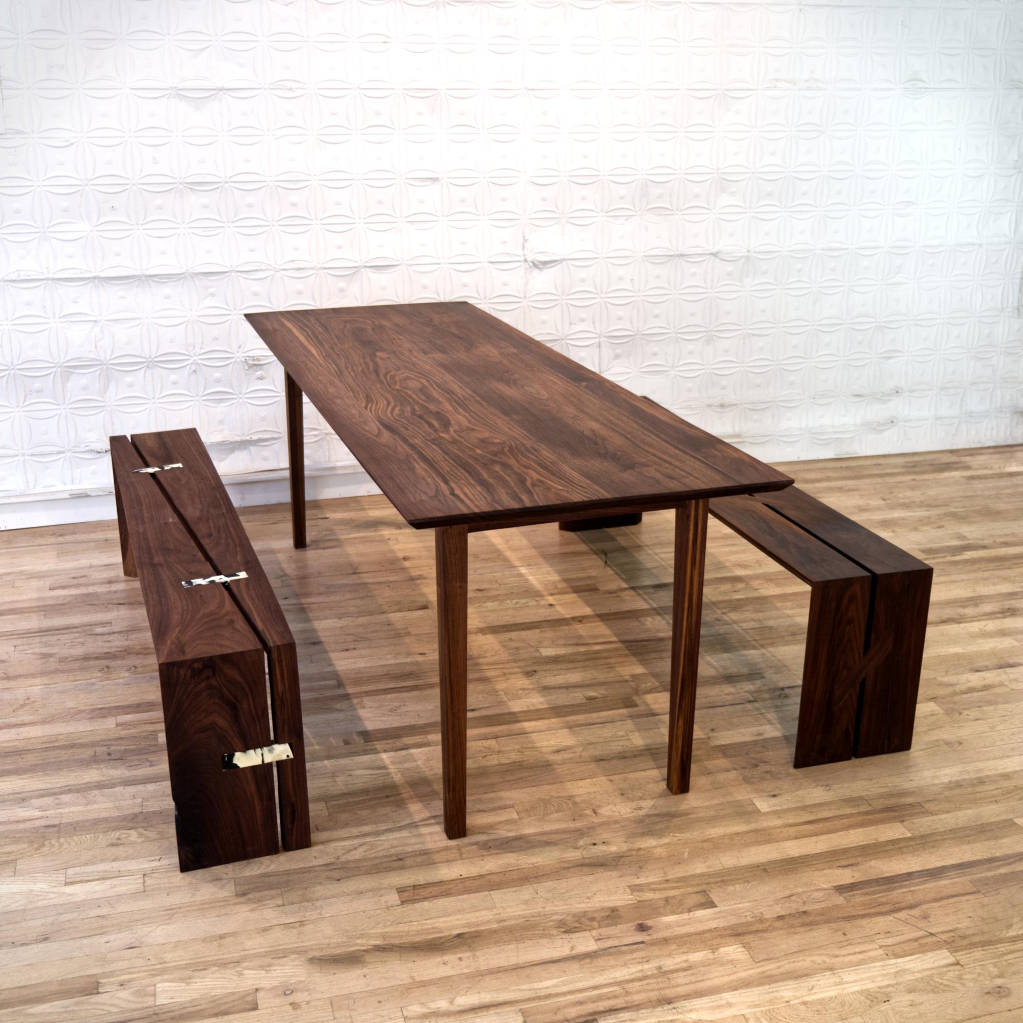 Contemporary Modern Handmade Hardwood Walnut Desk Dinning Table For Sale