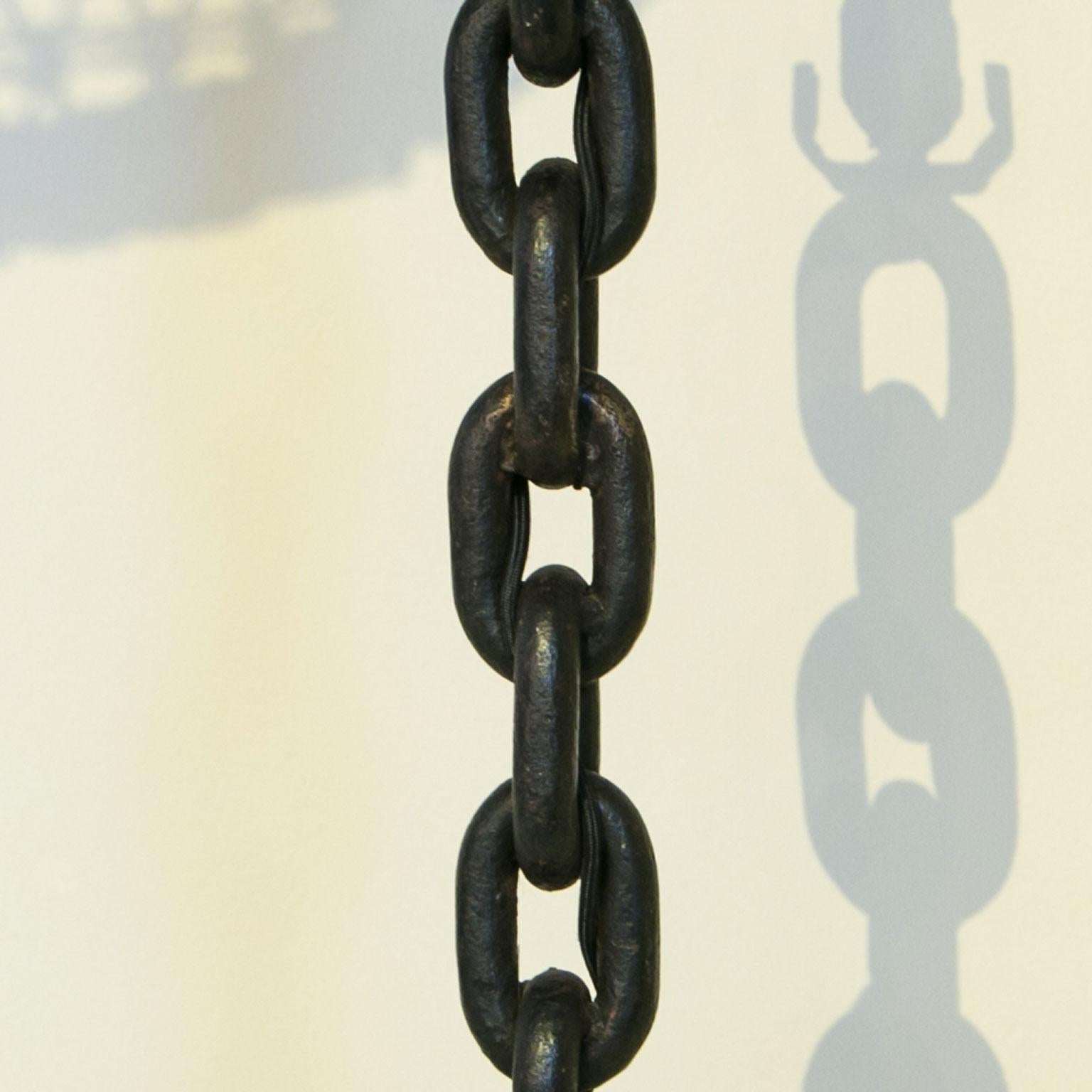 Belgian Vintage Handmade Iron Chain Link Table Lamp with Arts and Crafts Feel.