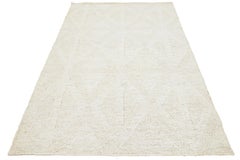 Modern Handmade Ivory Soumak Natural Jute Rug
