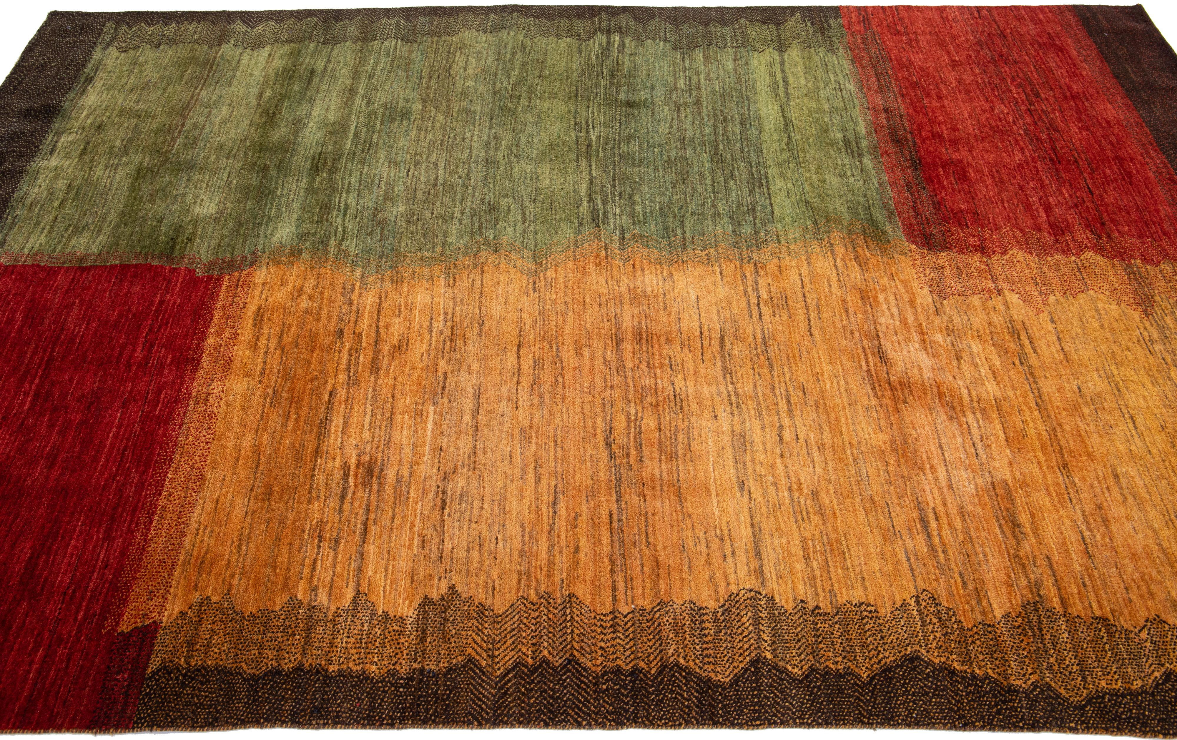 Modern Handmade Lori Persian Wool Rug with Multicolor Design In New Condition For Sale In Norwalk, CT