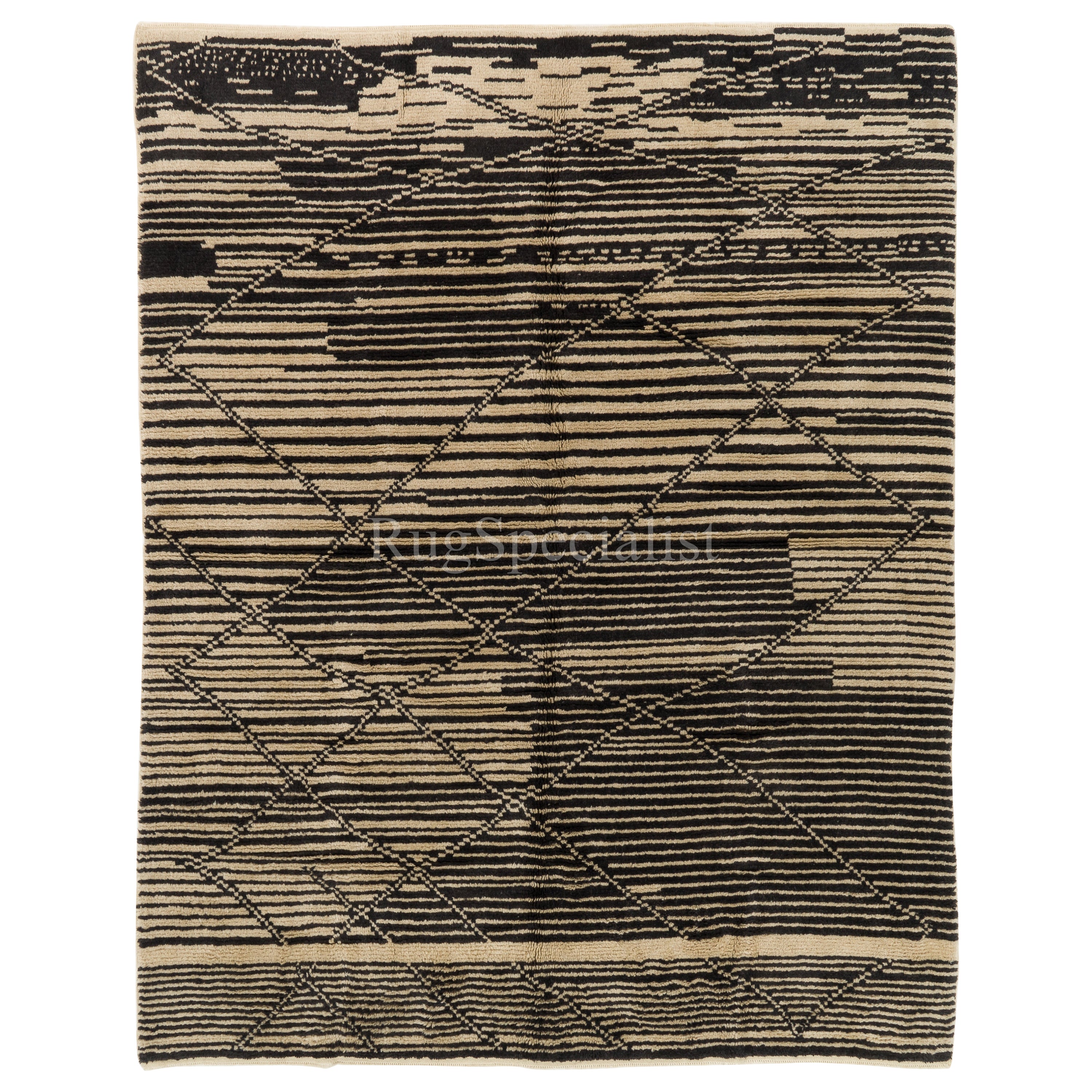 Modern Handmade Moroccan Berber Rug, 100% Natural Wool, Custom Options Available For Sale