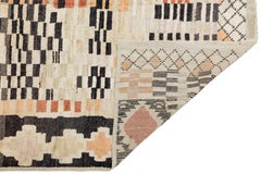 Tapis moderne en laine de style marocain fait à la main - Géométrique terre cuite et anthracite