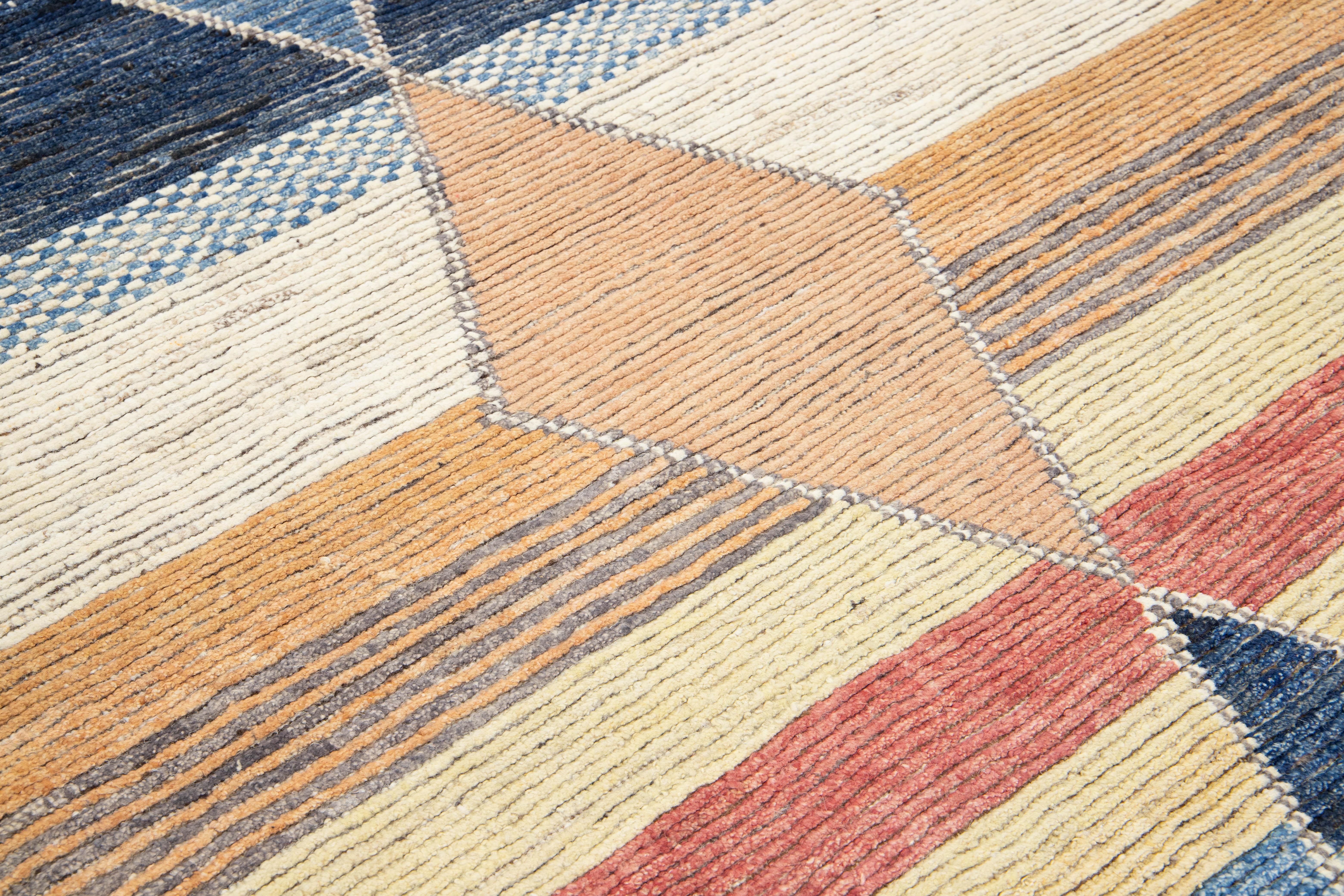 Alfombra Moderna De Lana Estilo Marroquí Hecha A Mano Con Diseño Multicolor en venta 2