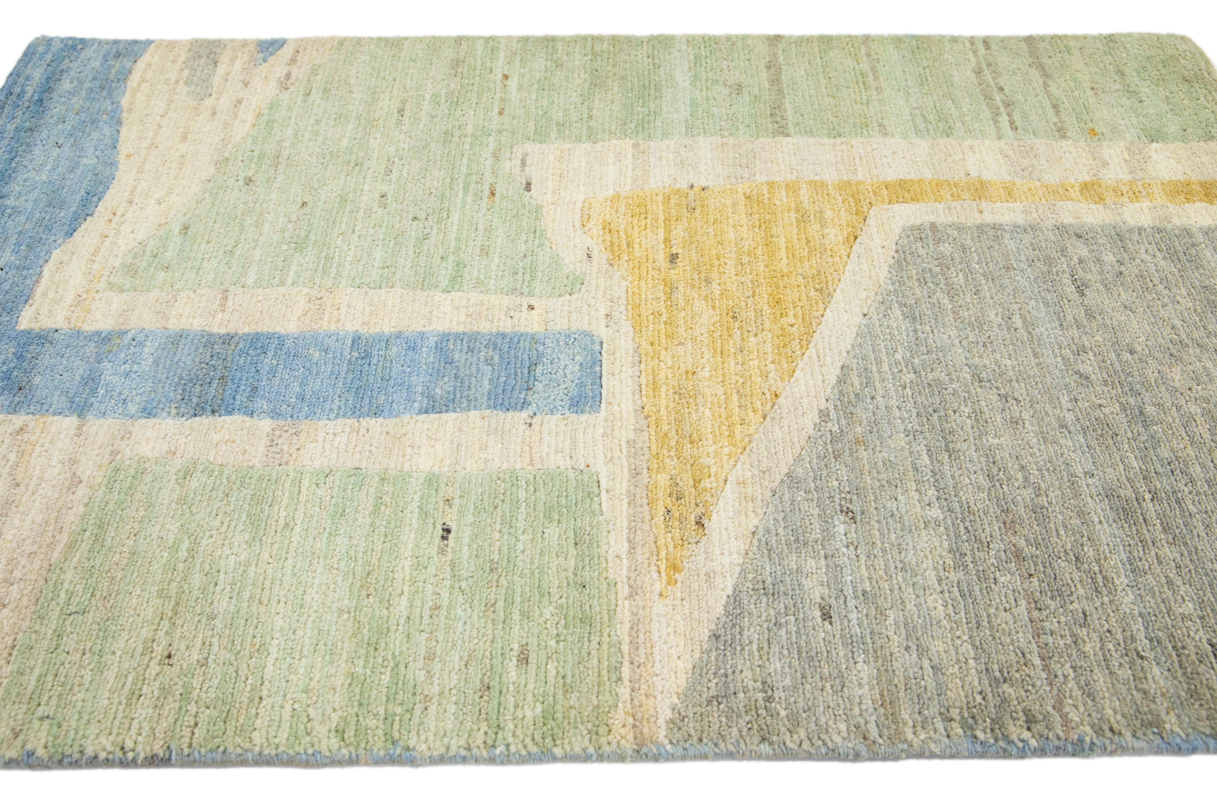 Apadana's Modern custom wool rug. Custom sizes and colors made-to-order. 

Material: Wool 
Techniques: Hand-Knotted
Style: Modern Abstract
Lead time: Approx. 15-16 wks available 
Colors: As shown, other custom colors are available. 
Origen: