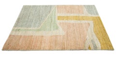 Modern Handmade Multicolor Abstract Custom Wool Rug