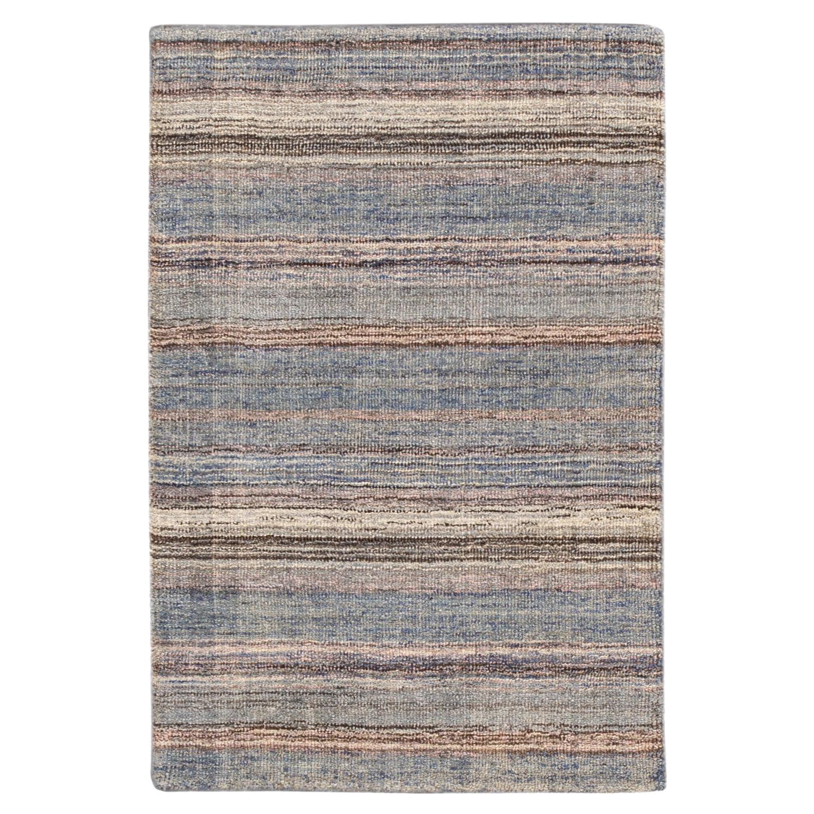 Moderner handgefertigter Multicolor-Teppich aus Wolle