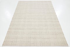 Modern Handmade Natural Ivory Felted Wool Rug by Apadana