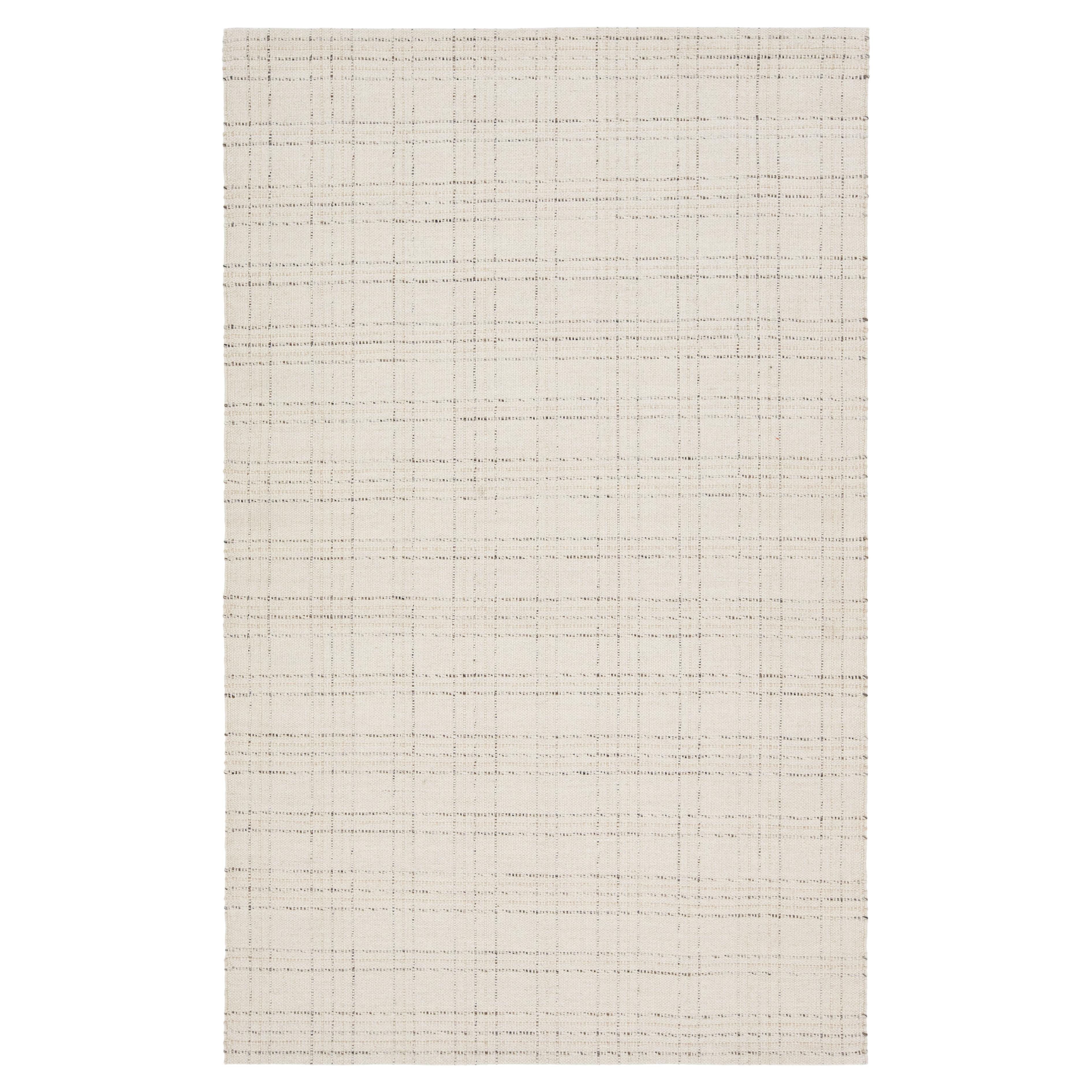 Modern Handmade Natural Ivory Felted Wool Rug by Apadana