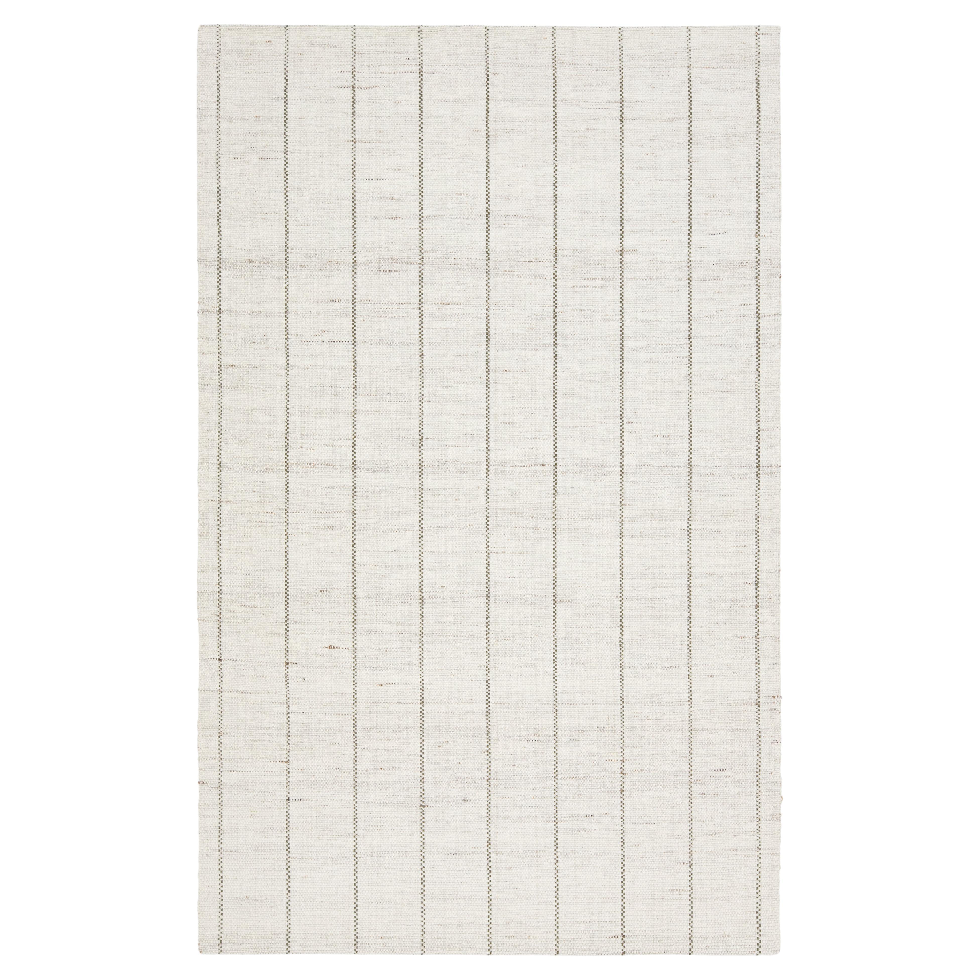 Modern Handmade Natural Ivory Felted Wool Rug by Apadana