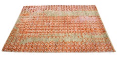 Modern Handmade Orange Deconstruction style Custom Wool Rug