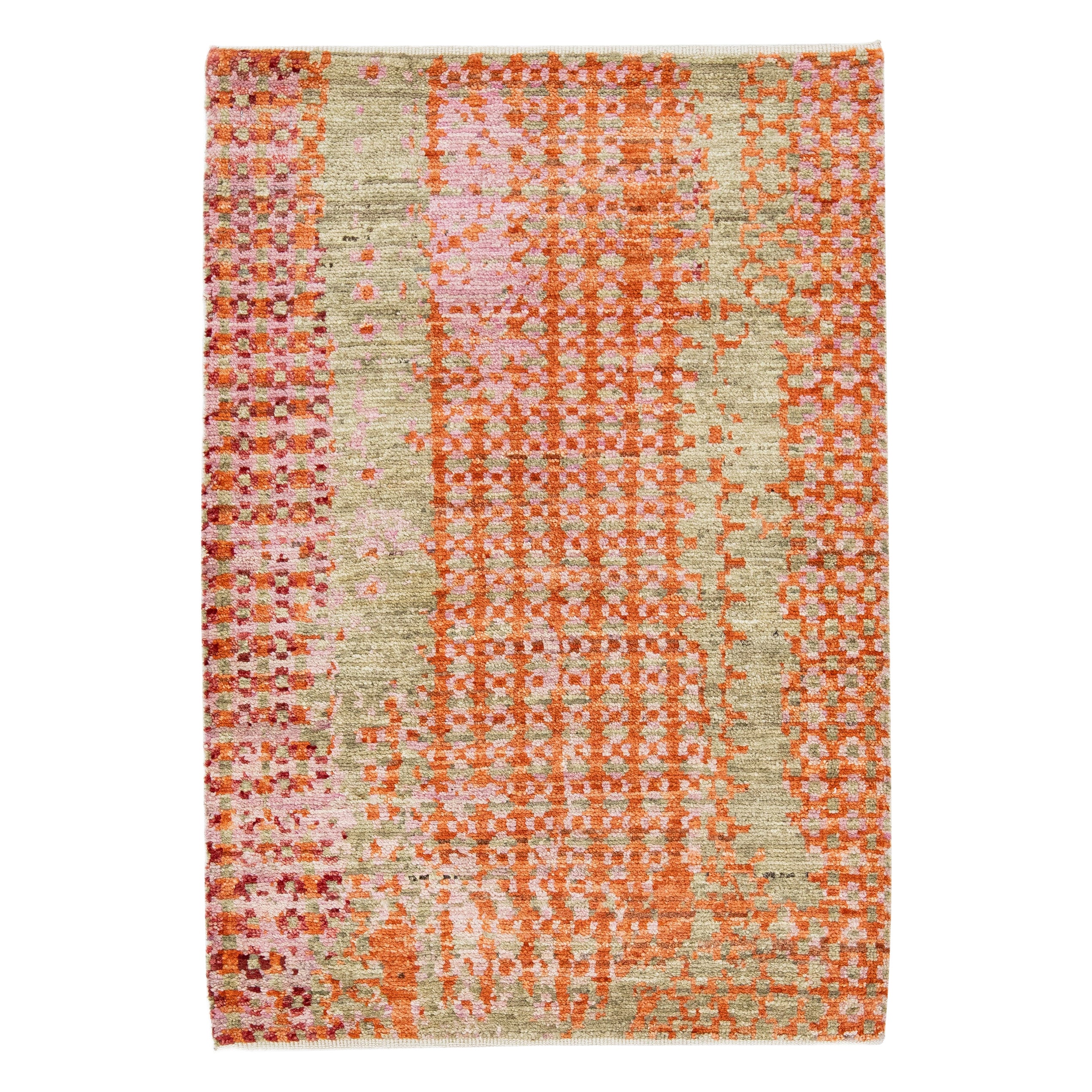 Tapis en laine personnalisé de style déconstruction orange moderne fait à la main