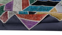 Bespoke Vibrant Chevron Patchwork Rug, Handmade from Vintage Turkish Carpets