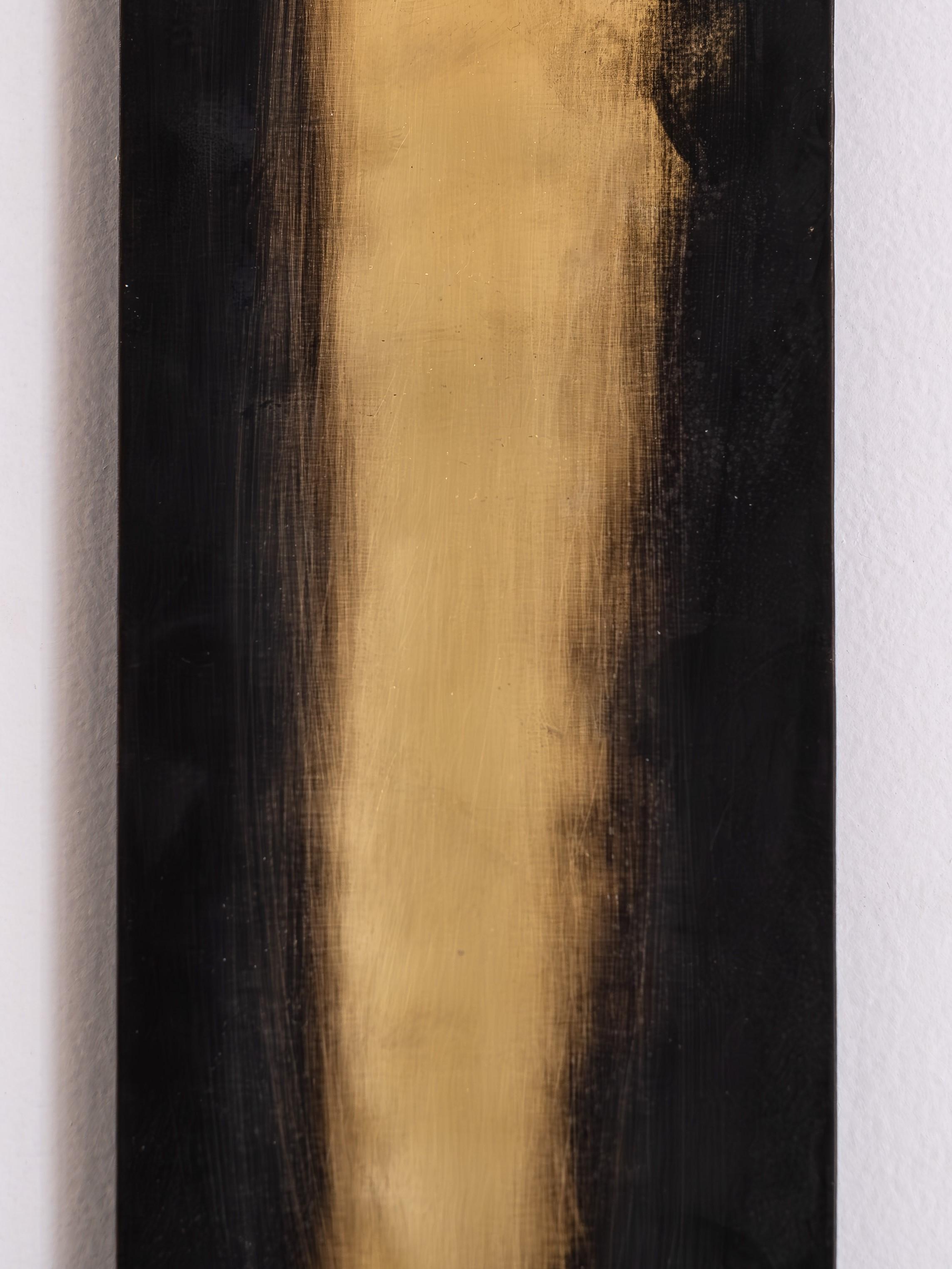 Modern Handmade Pole Wall Sconce Linen Micarta, Blackened Brass by Mutuus Studio For Sale 4