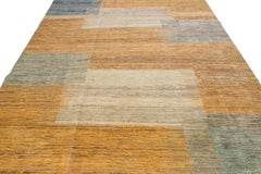 Modern Handmade Sahar Sedeh Gabbeh Persian Wool Rug with Camel Color Design