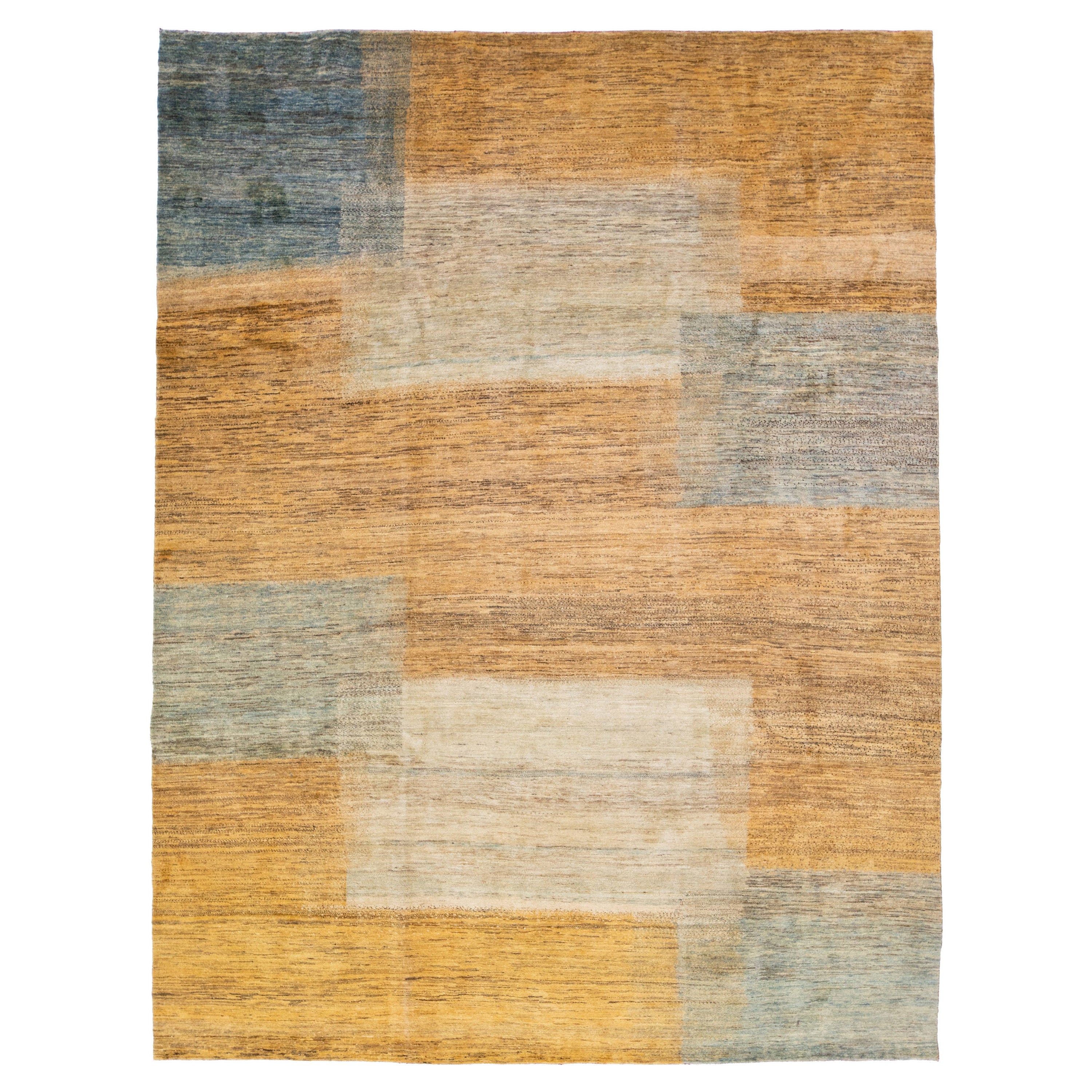 Modern Handmade Sahar Sedeh Gabbeh Persian Wool Rug with Camel Color Design