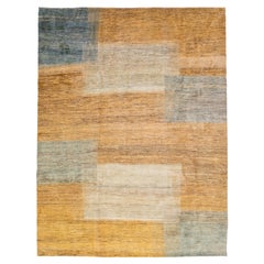 Tapis moderne en laine persane Sahar Sedeh Gabbeh fait à la main avec motif de couleur camel