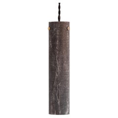 Modern Handmade Sml Pendant Linen Micarta Shade w/ Black Canopy by Mutuus Studio