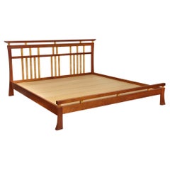 Modern Handmade Solid Cherry King-Size Bed by Hardwood Artisans, ca. 2003