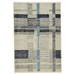 Modern Handmade Structured Plaid Custom Gray Wool Rug