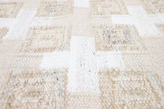 Modern Handmade Swedish Style Custom Beige Wool Rug