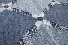 Tappeto di lana moderno fatto a mano in stile svedese blu navy personalizzato