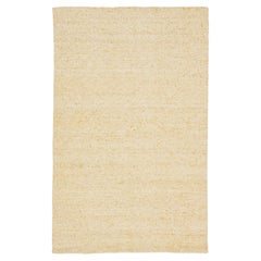 Modern Handmade Texture Designed Beige Wool Rug