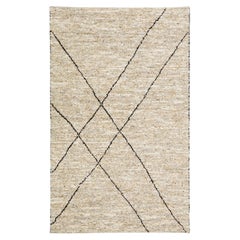 Modern Handmade Texture Designed Wool Rug In Beige