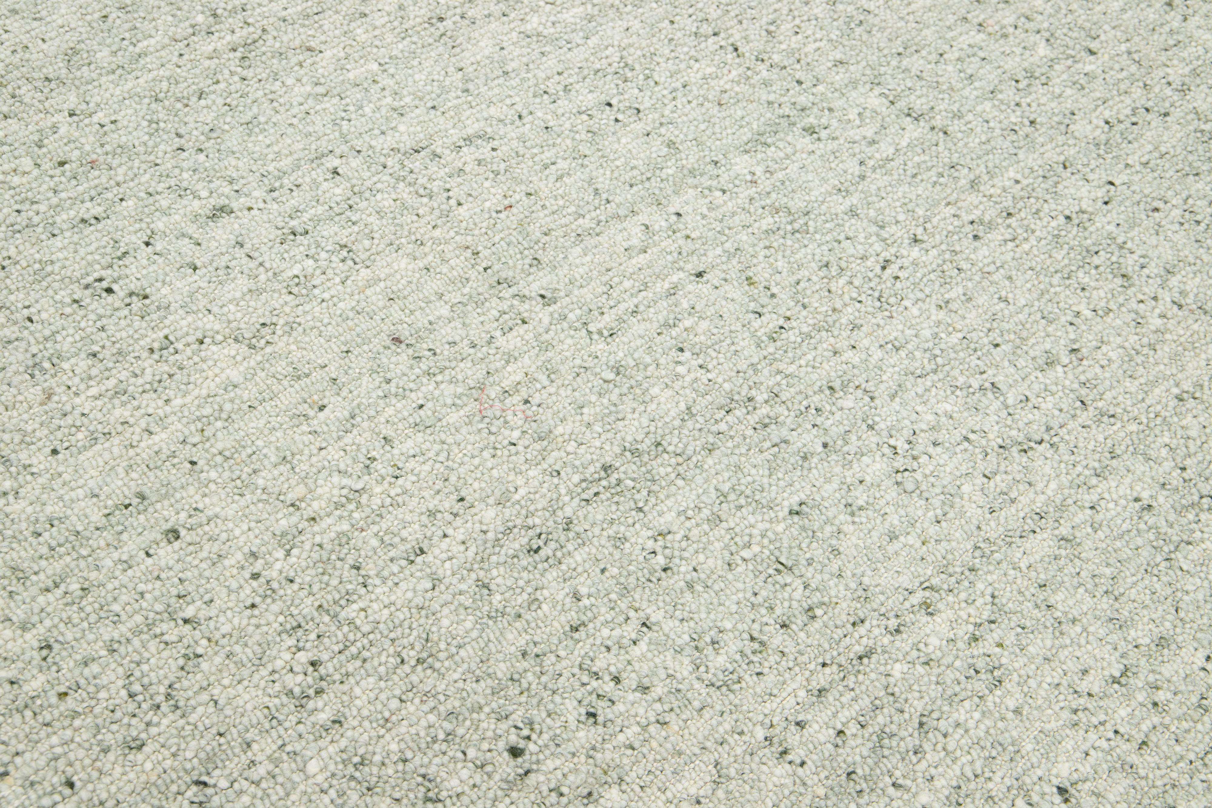 Alfombra de lana de diseño moderno y textura artesanal en verde claro Lana en venta