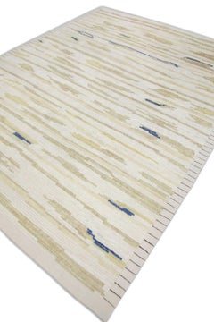 Yellow and Blue Geometric Design Handmade Wool Tulu Rug 8'3" X 10'