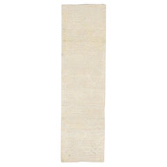 Modern Handmade Wool Tulu Runner in Cream Color 2'11" X 10'
