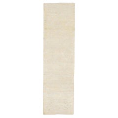 Modern Handmade Wool Tulu Runner in Cream Color 2'11" X 10'