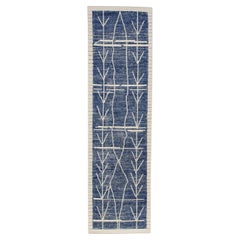 Blue Geometric Design Modern Handmade Wool Tulu Runner 3
2" X 10
8"